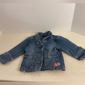 OshKosh B'gosh Toddler Girls Denim Jean Jacket Size 2T Flower Patch